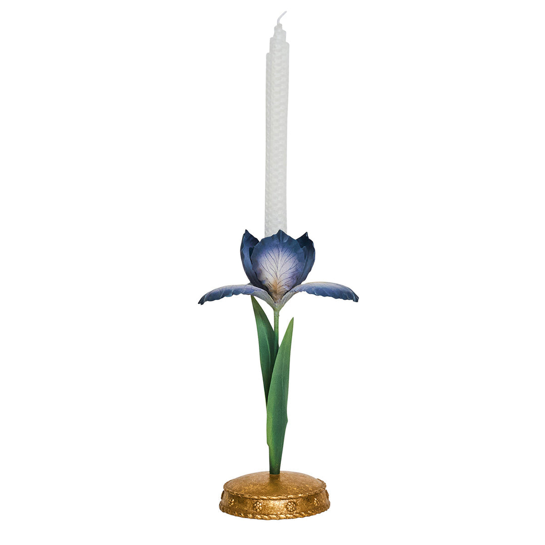 Meadow Walk Iris 9" Candlestick - Chambray