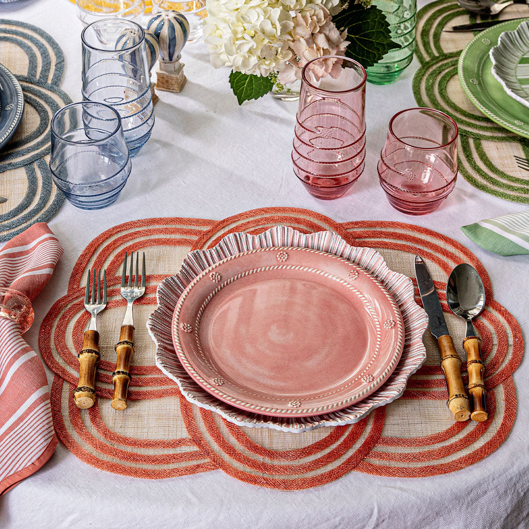 Berry &amp; Thread Melamine Dessert/Salad Plate Set/4 - Coral