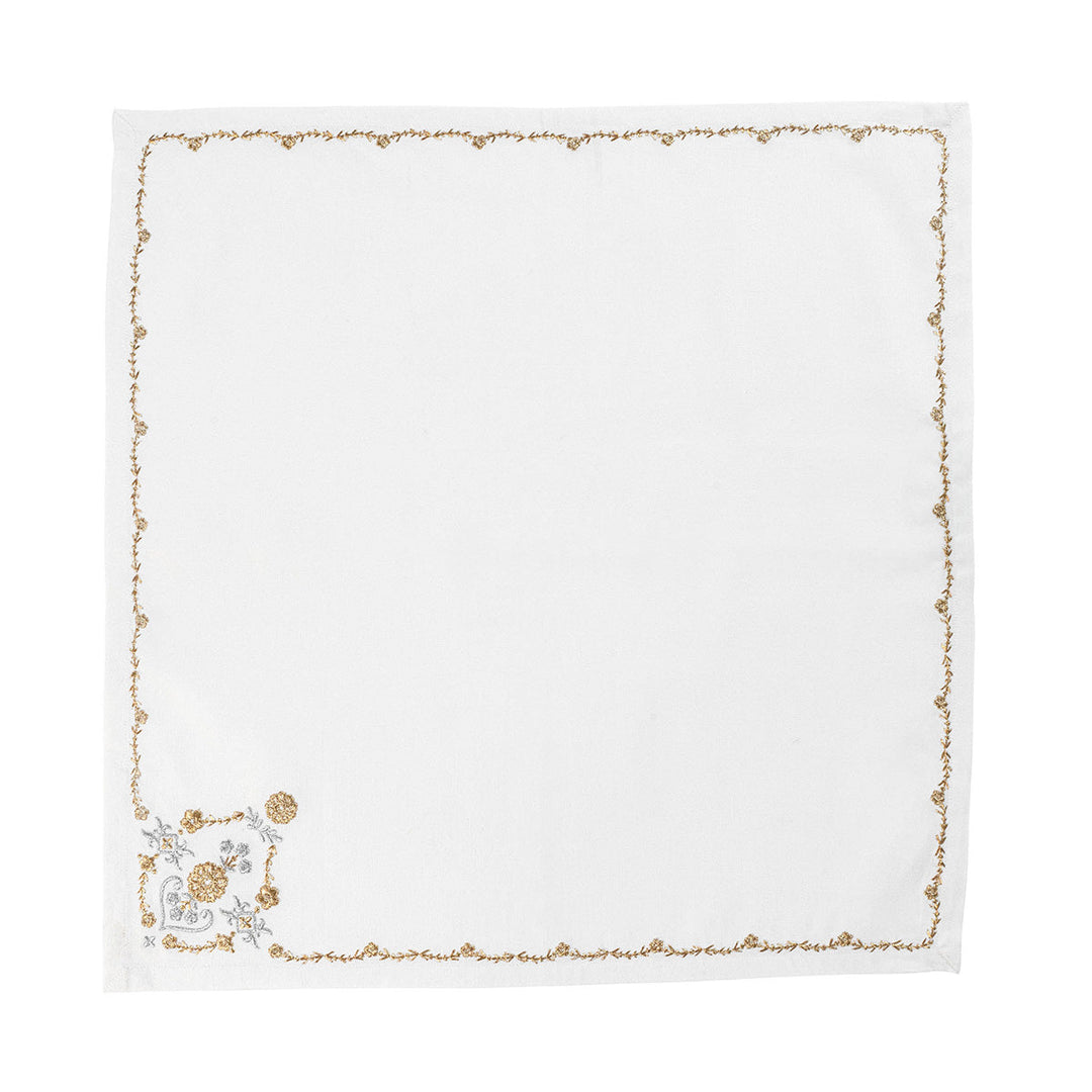 Heidi Embroidered Napkin Set/4 - Gold/Silver