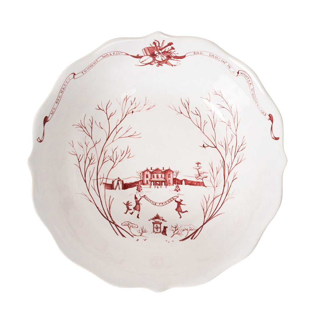 Country Estate Winter Frolic 11" Serving Bowl - Ruby