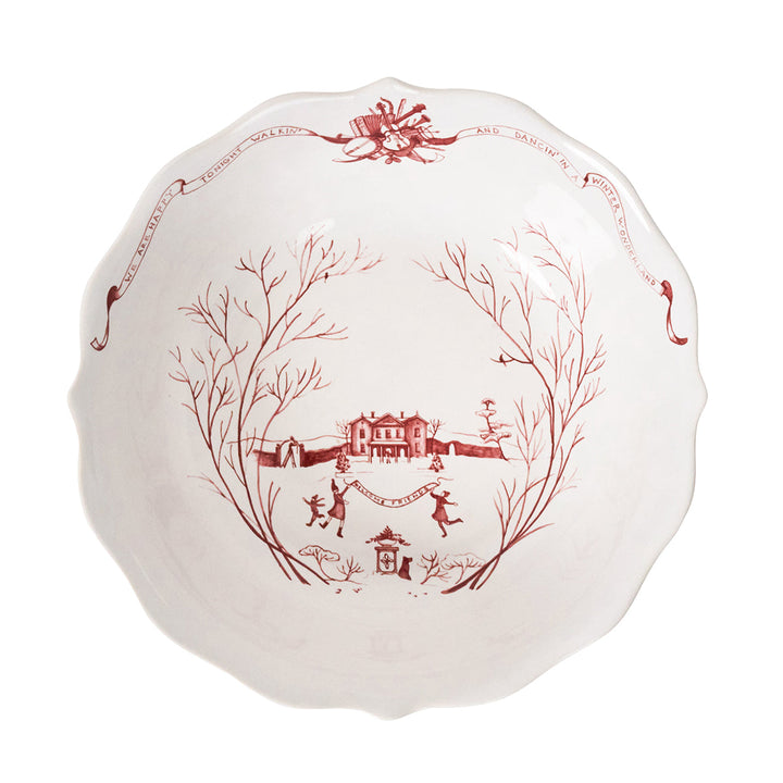 Country Estate Winter Frolic 11" Serving Bowl - Ruby