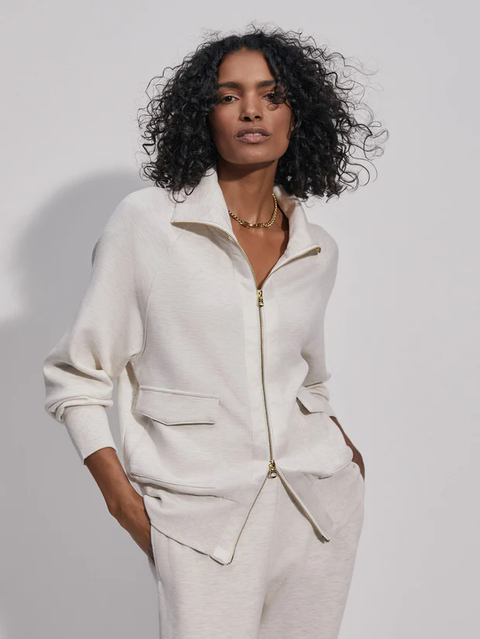 Roxbury Zip-Through Sweat (Ivory Marl)