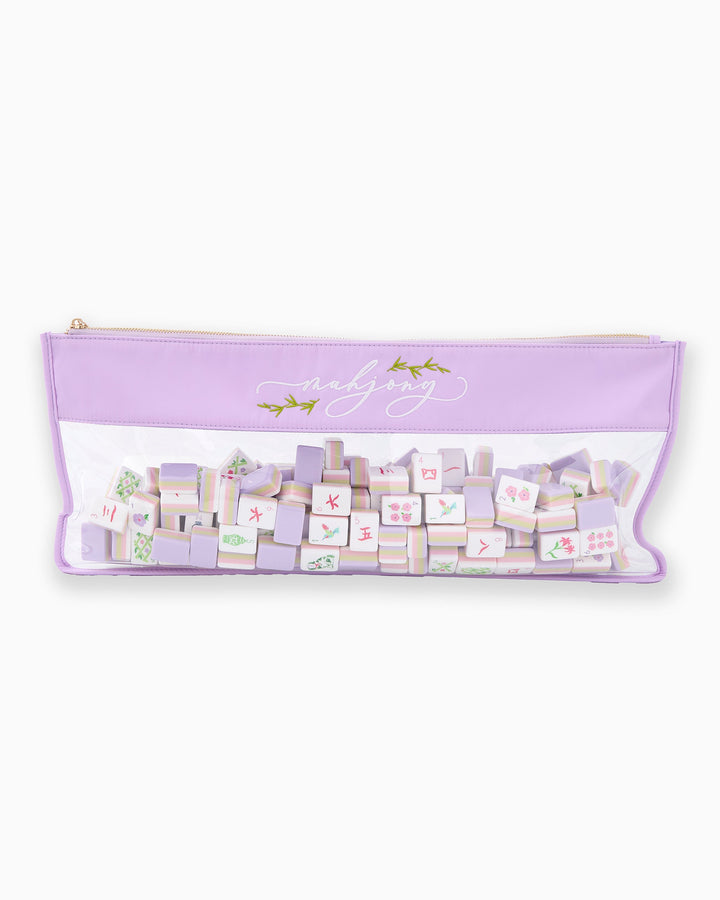 Lilac Script Mahjong Bag