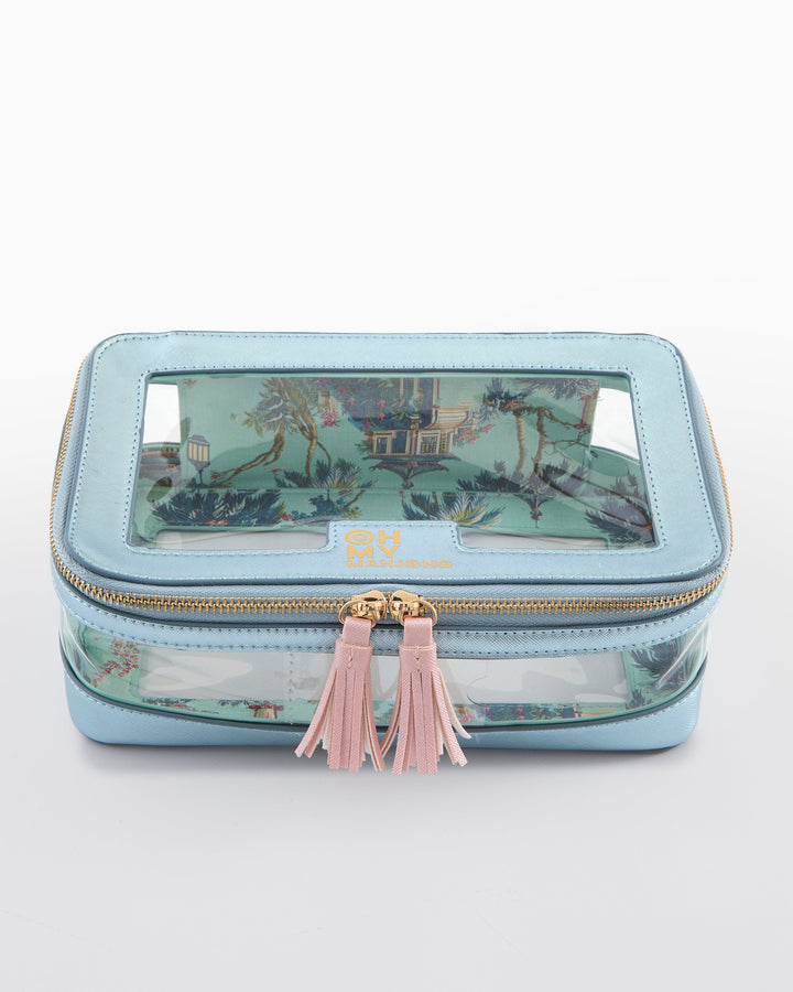Metallic Light Blue Tile Storage Bag
