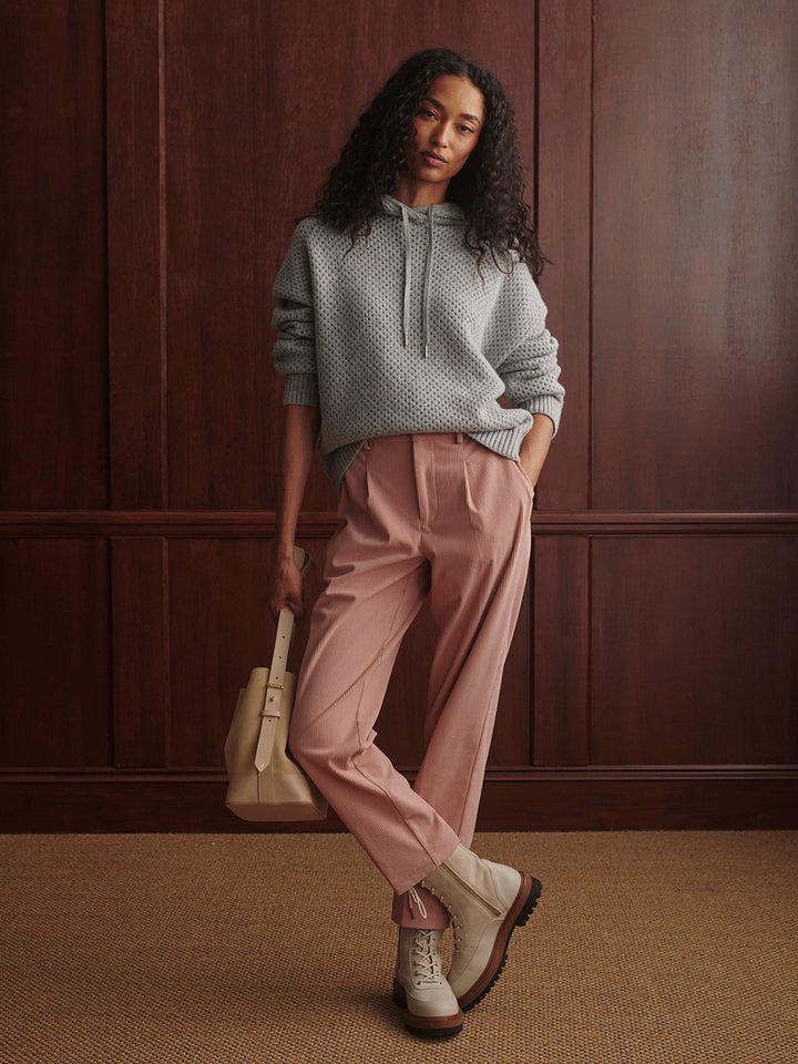 Melchie Relaxed Knit Hoodie (Grey Marl)