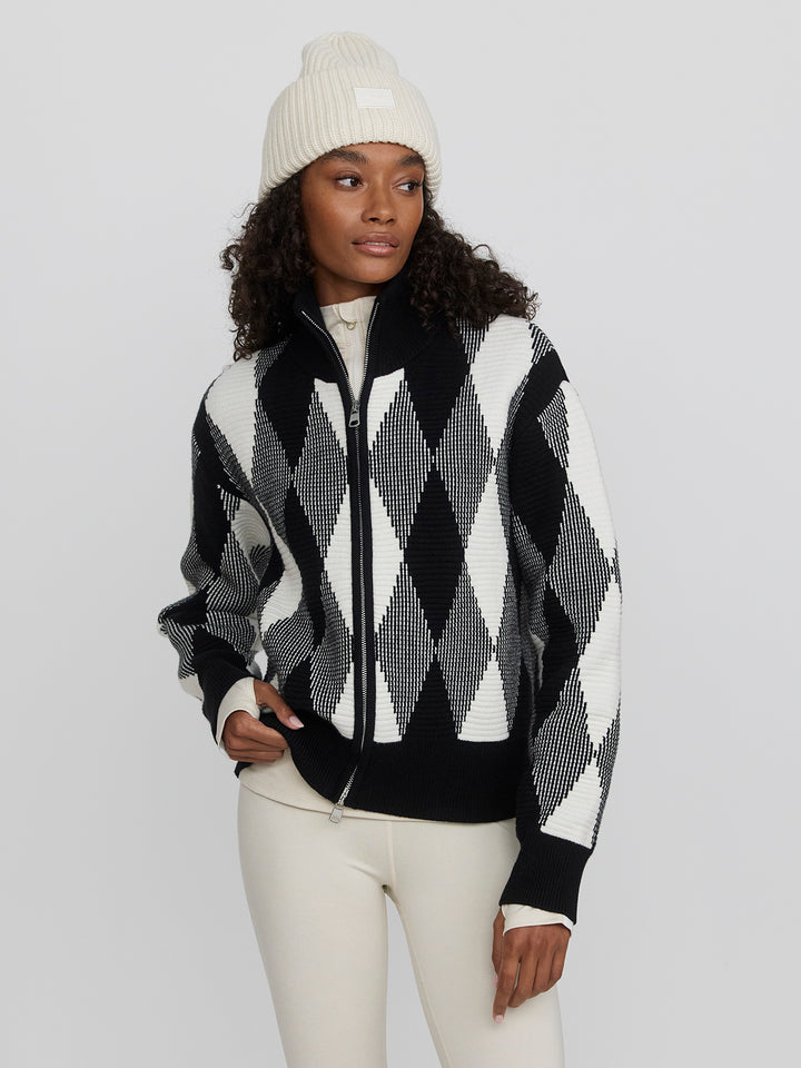Karina Zip Through Knit Jacket (Black)