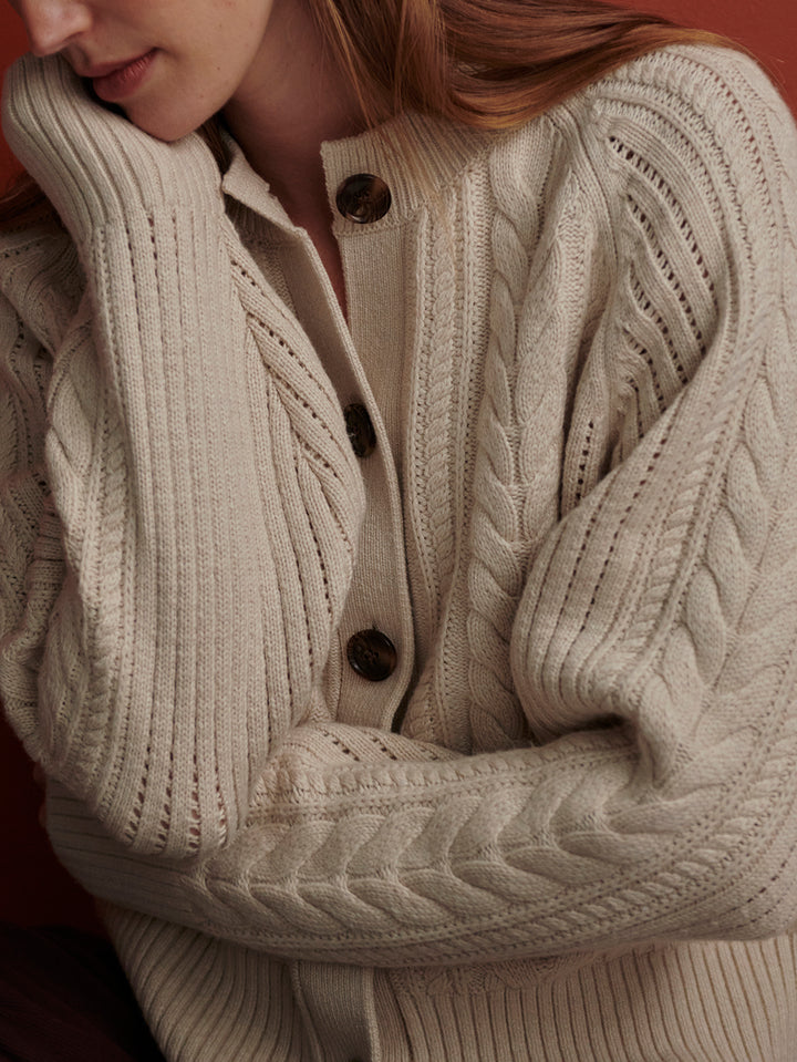 Oriane Knit Cardigan (Oat Milk)