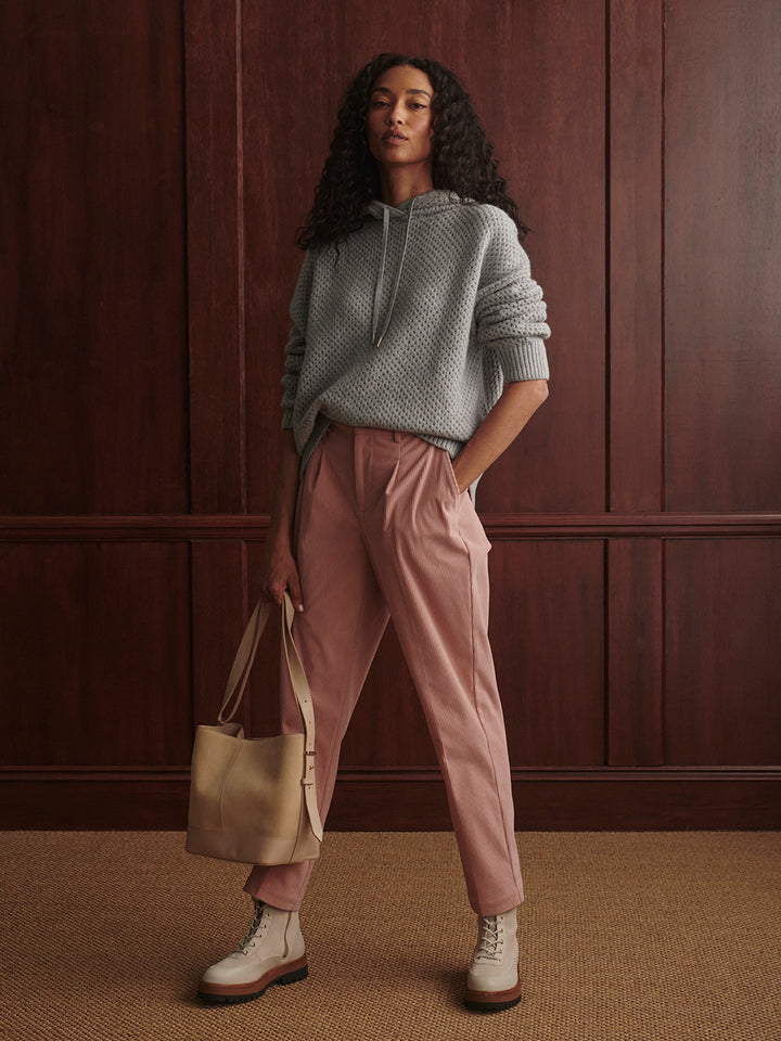 Melchie Relaxed Knit Hoodie (Grey Marl)