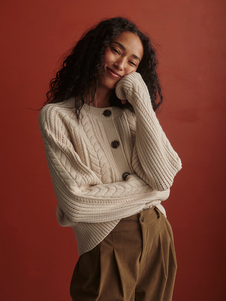 Oriane Knit Cardigan (Oat Milk)