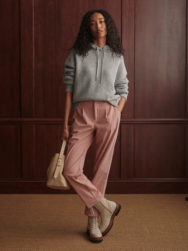 Melchie Relaxed Knit Hoodie (Grey Marl)