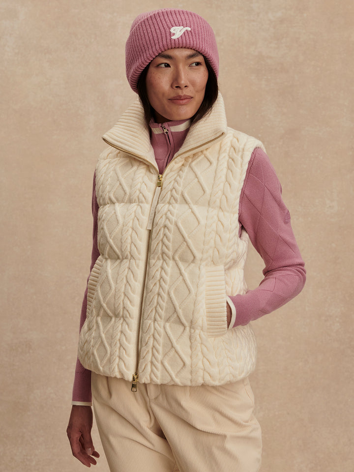 Irina Cable Knit Gilet (Egret)