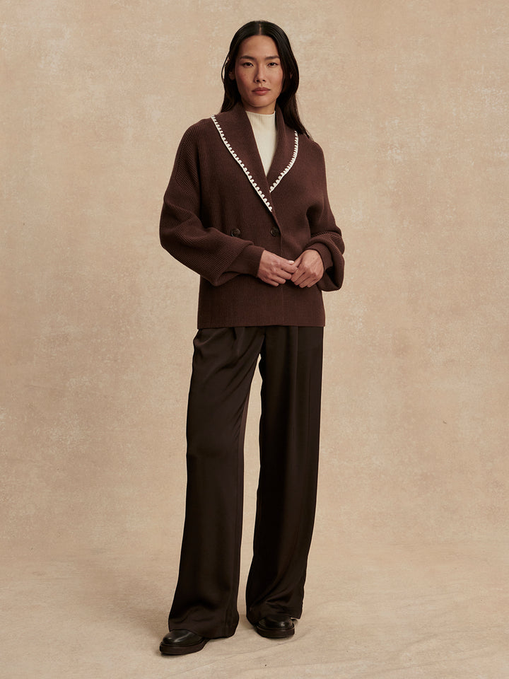 Totley Shawl Collar Knit (Coffee Bean)