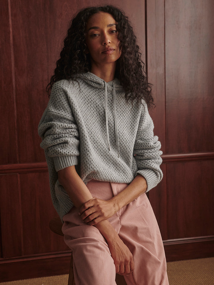 Melchie Relaxed Knit Hoodie (Grey Marl)