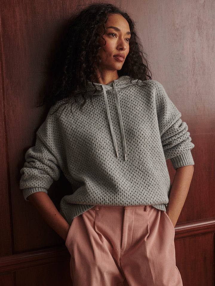 Melchie Relaxed Knit Hoodie (Grey Marl)