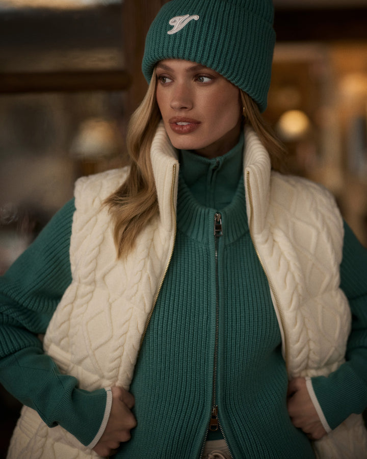 Irina Cable Knit Gilet (Egret)