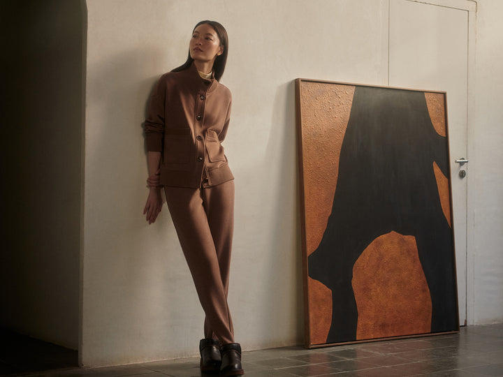 Sabrina Button Through Sweat (Golden Bronze Marl)