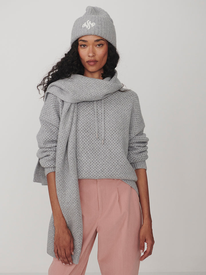 Melchie Relaxed Knit Hoodie (Grey Marl)