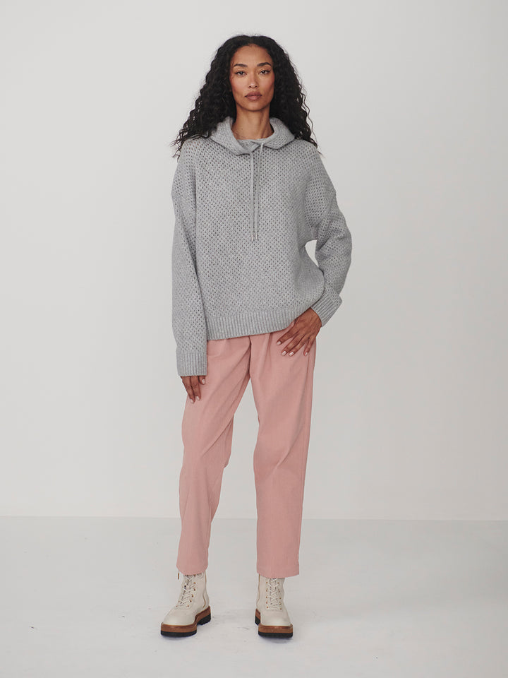 Melchie Relaxed Knit Hoodie (Grey Marl)