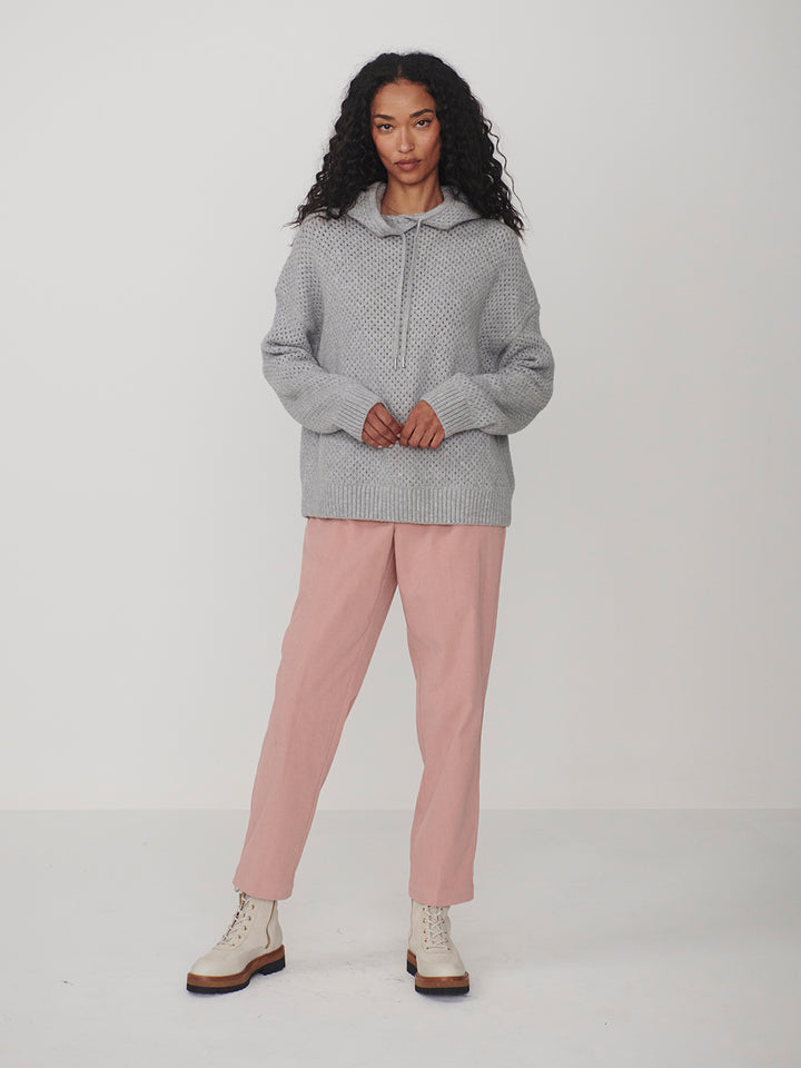 Melchie Relaxed Knit Hoodie (Grey Marl)