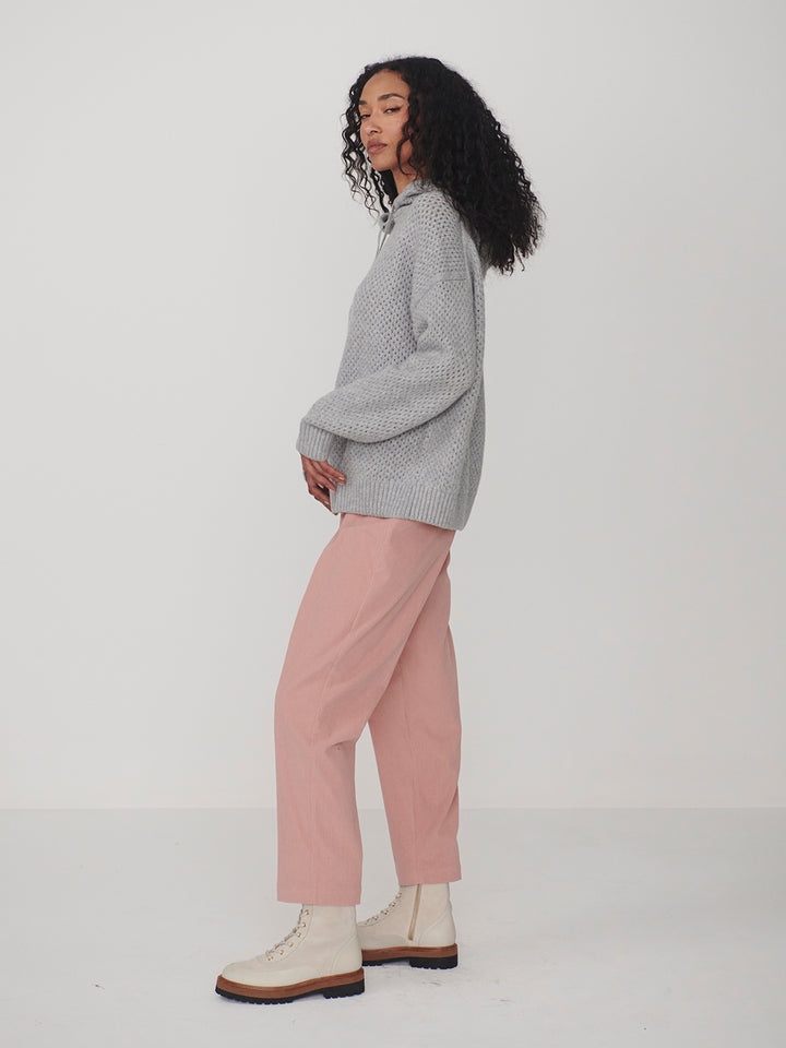 Melchie Relaxed Knit Hoodie (Grey Marl)