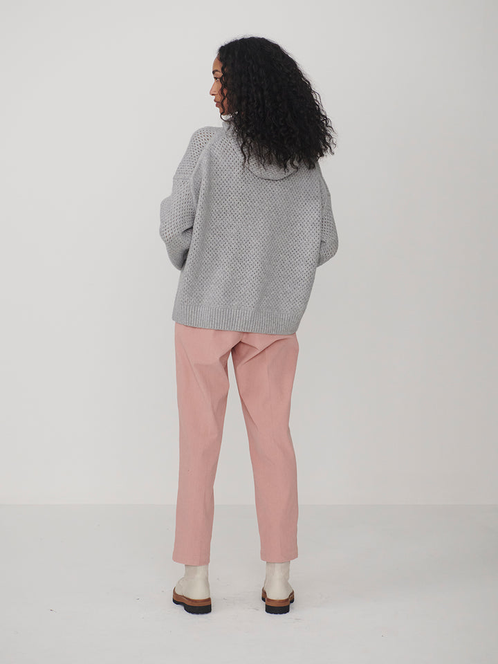 Melchie Relaxed Knit Hoodie (Grey Marl)