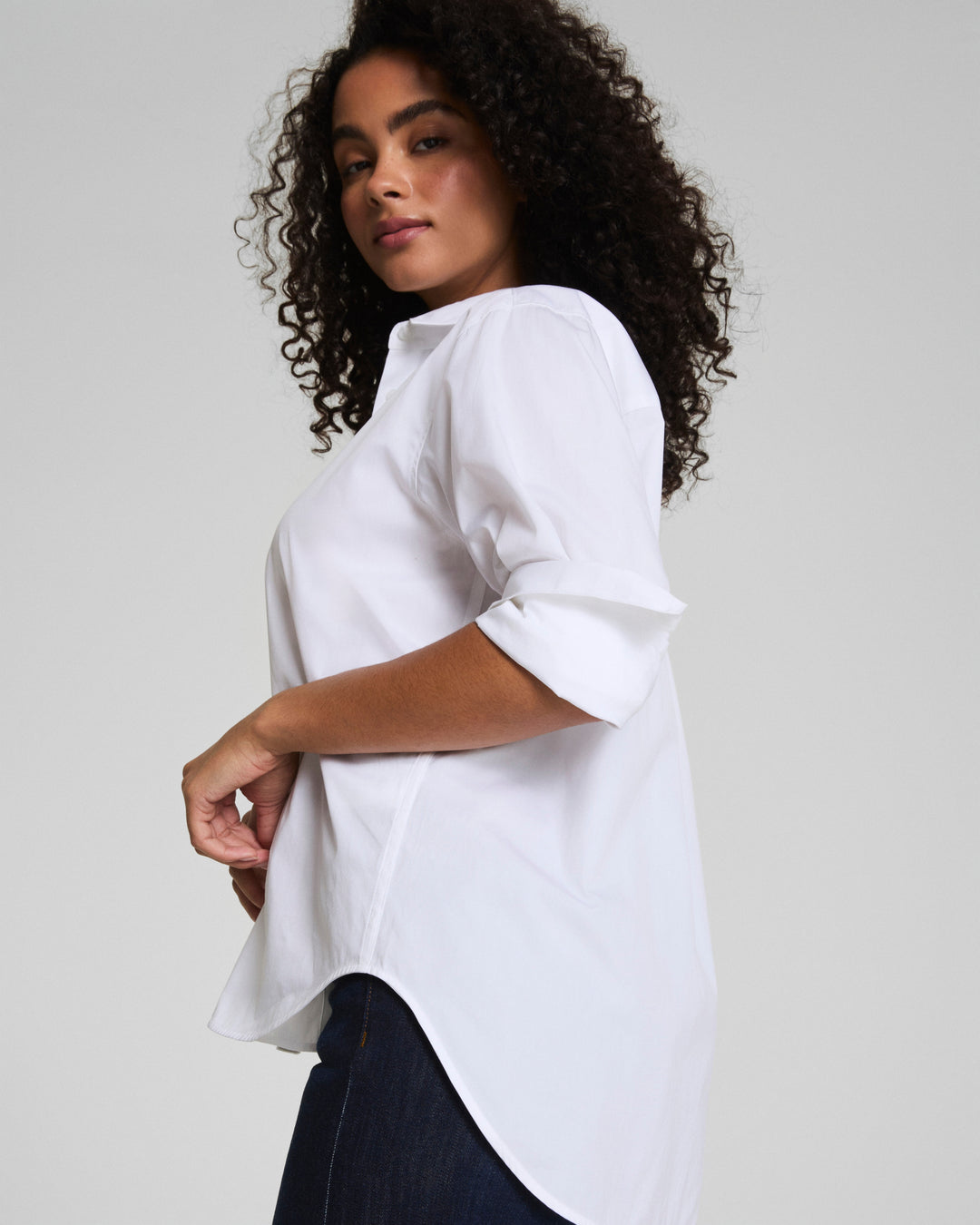 Poplin Oversized Button-Up Shirt (Classic White)