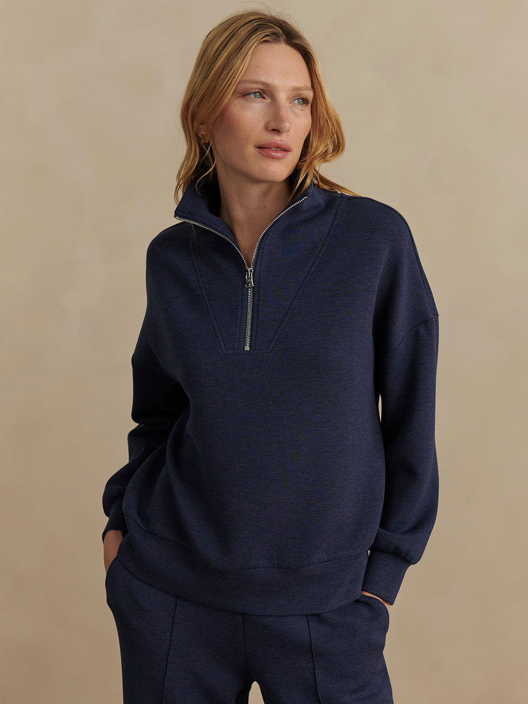 Hawley Half Zip Sweat (Navy Marl)