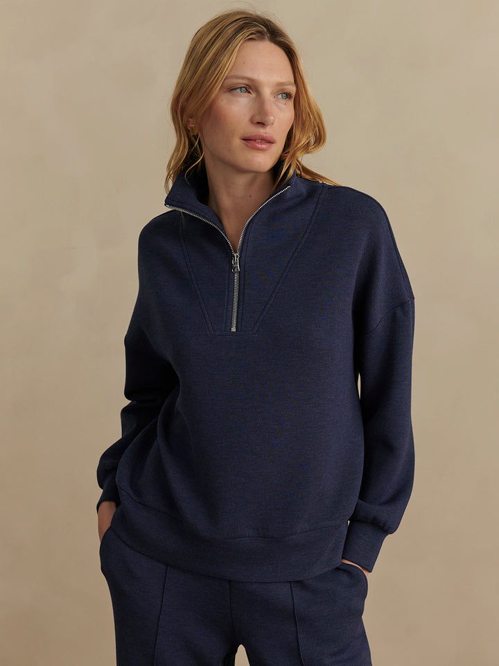 Hawley Half Zip Sweat (Navy Marl)