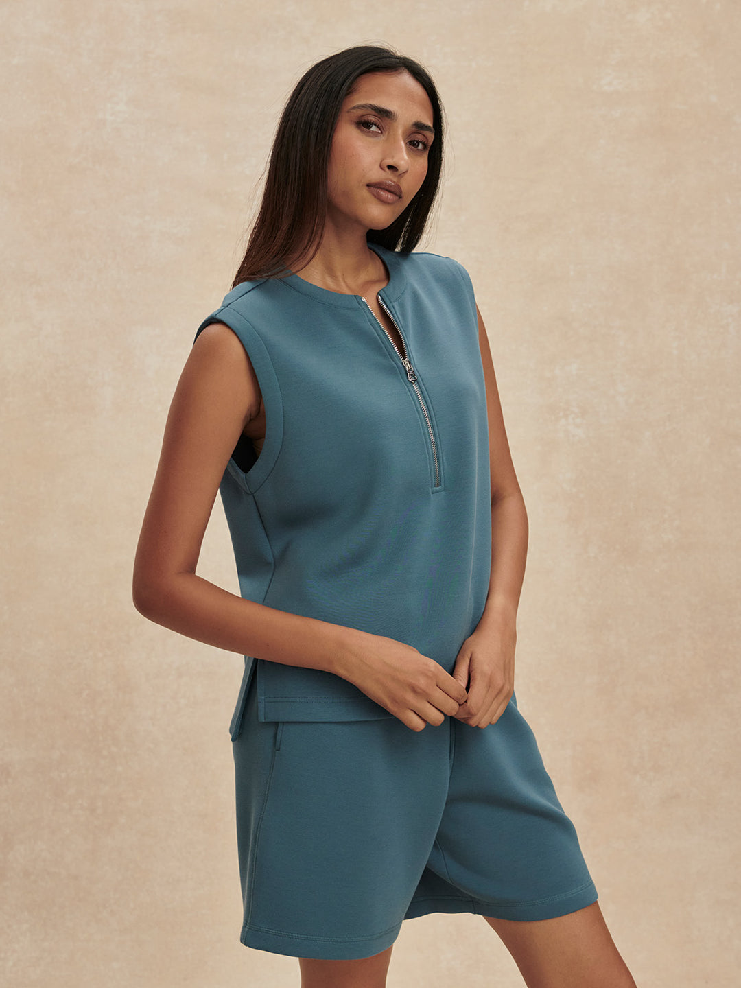 Simmons Half Zip Tank (Mallard Blue)