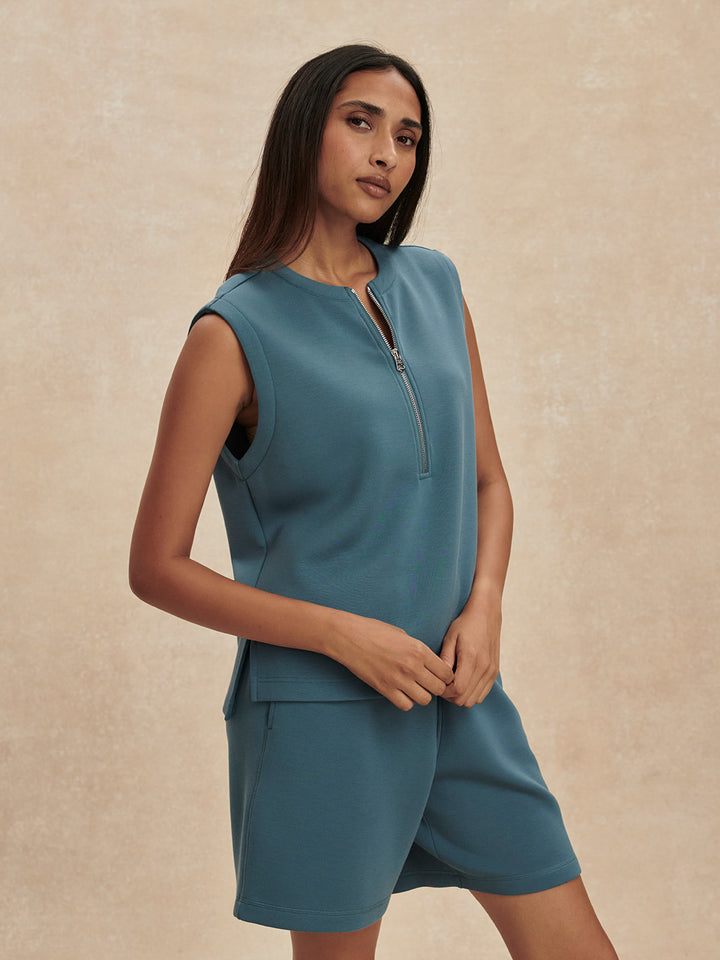 Simmons Half Zip Tank (Mallard Blue)