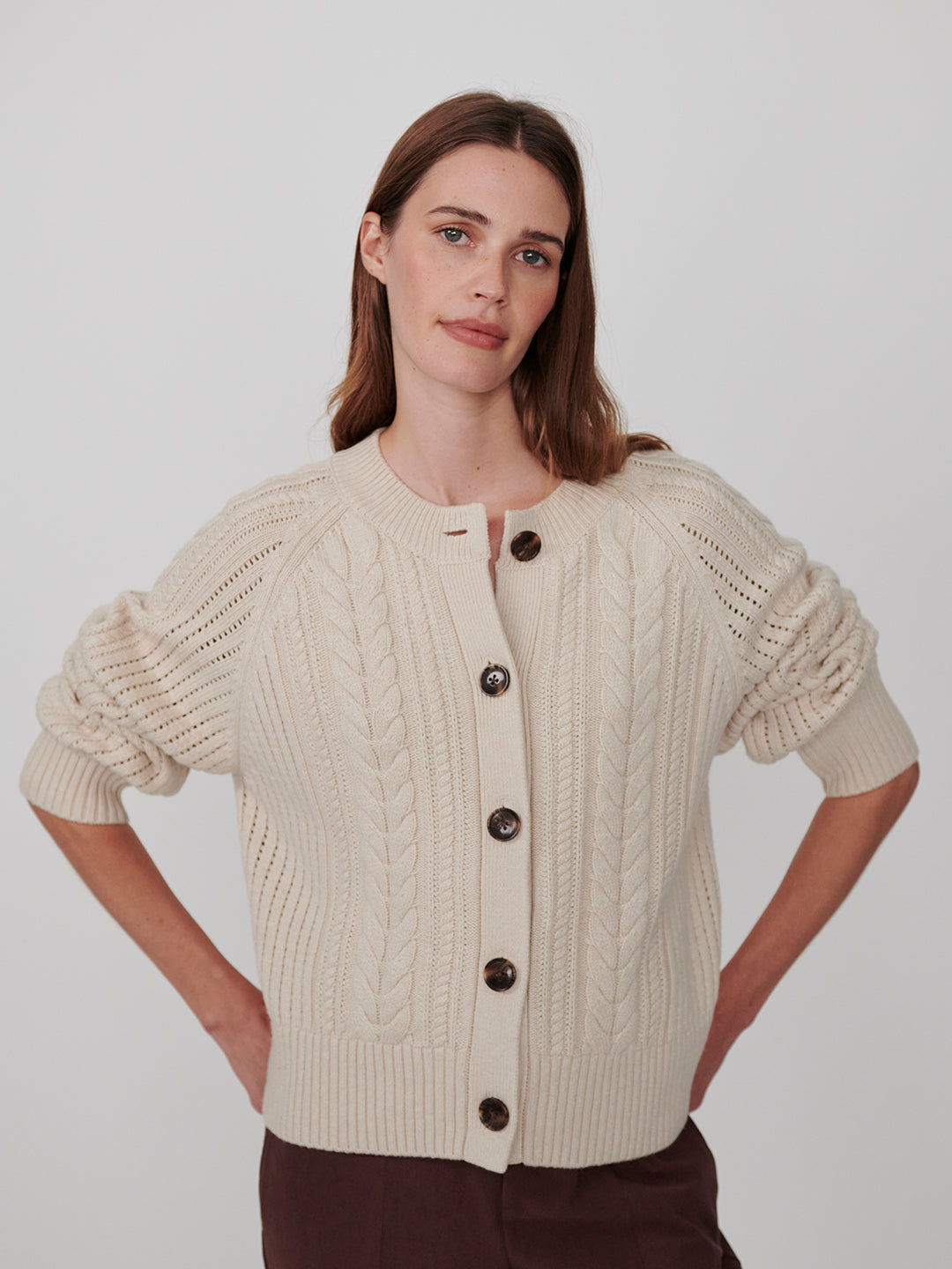 Oriane Knit Cardigan (Oat Milk)