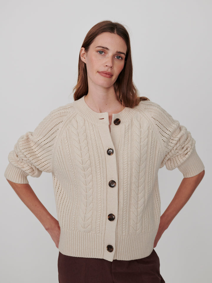 Oriane Knit Cardigan (Oat Milk)