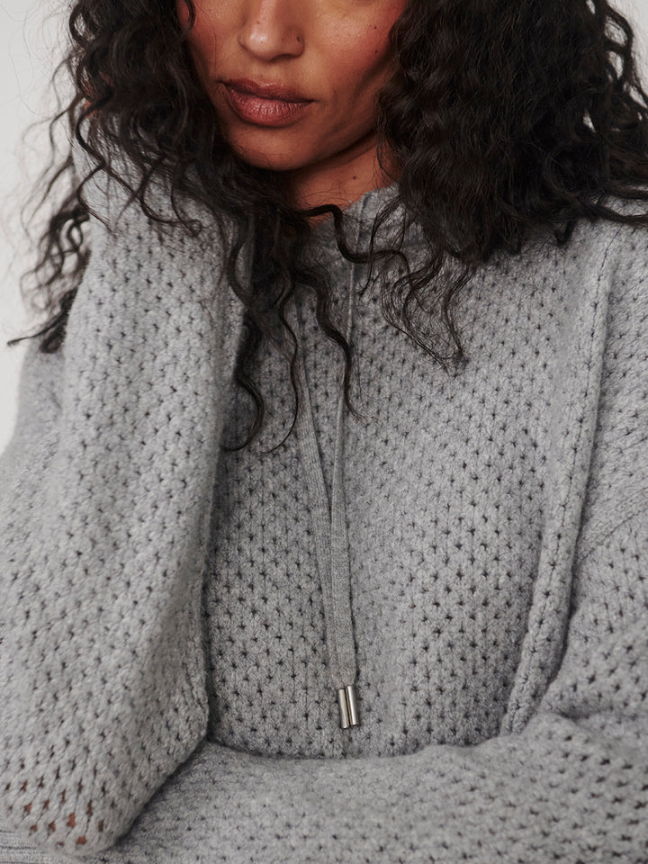 Melchie Relaxed Knit Hoodie (Grey Marl)