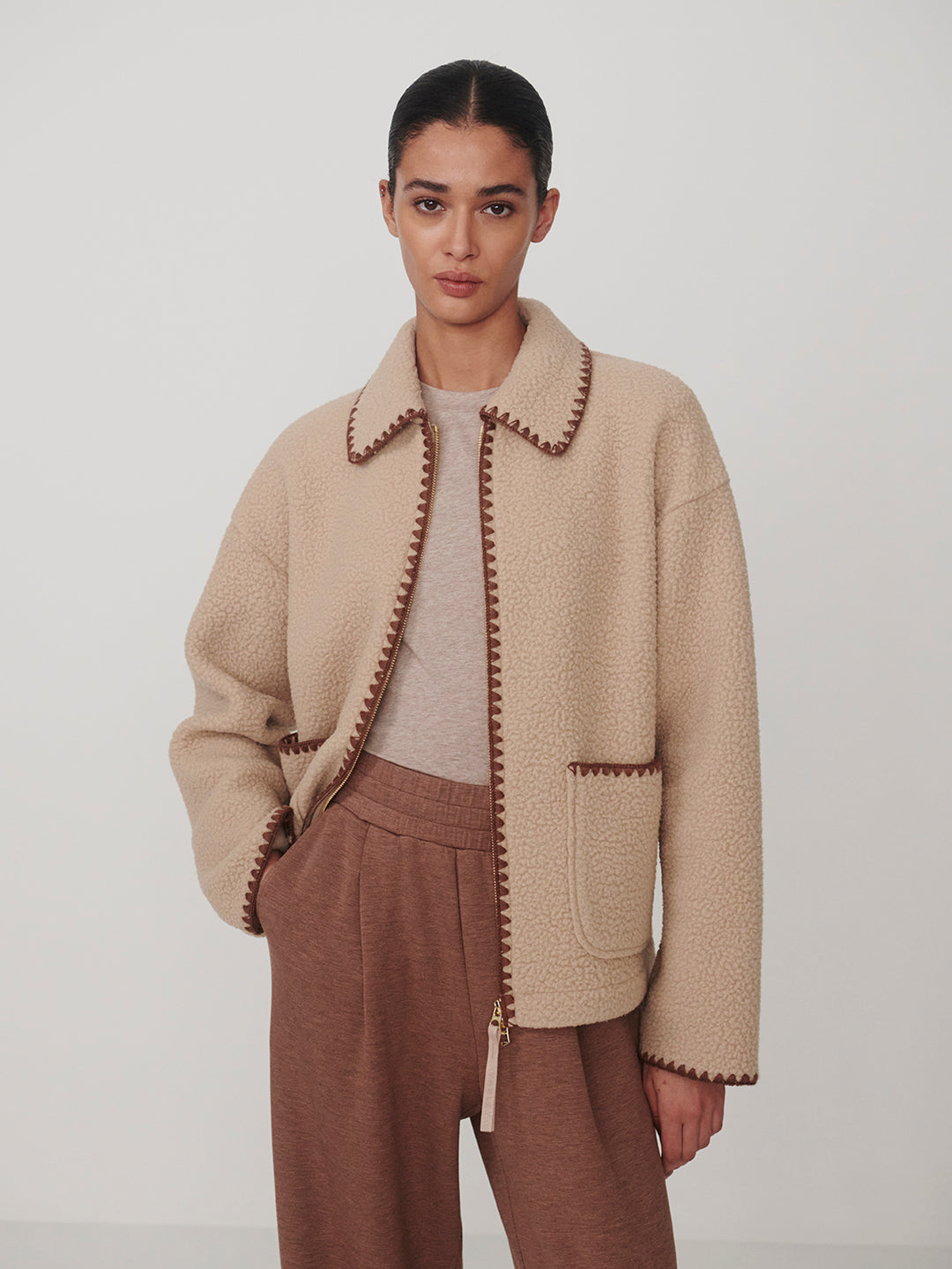 Ruiko Zip Through Fleece (Light Taupe)