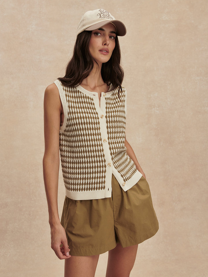 Aura Knit Top (Egret / Golden Olive)