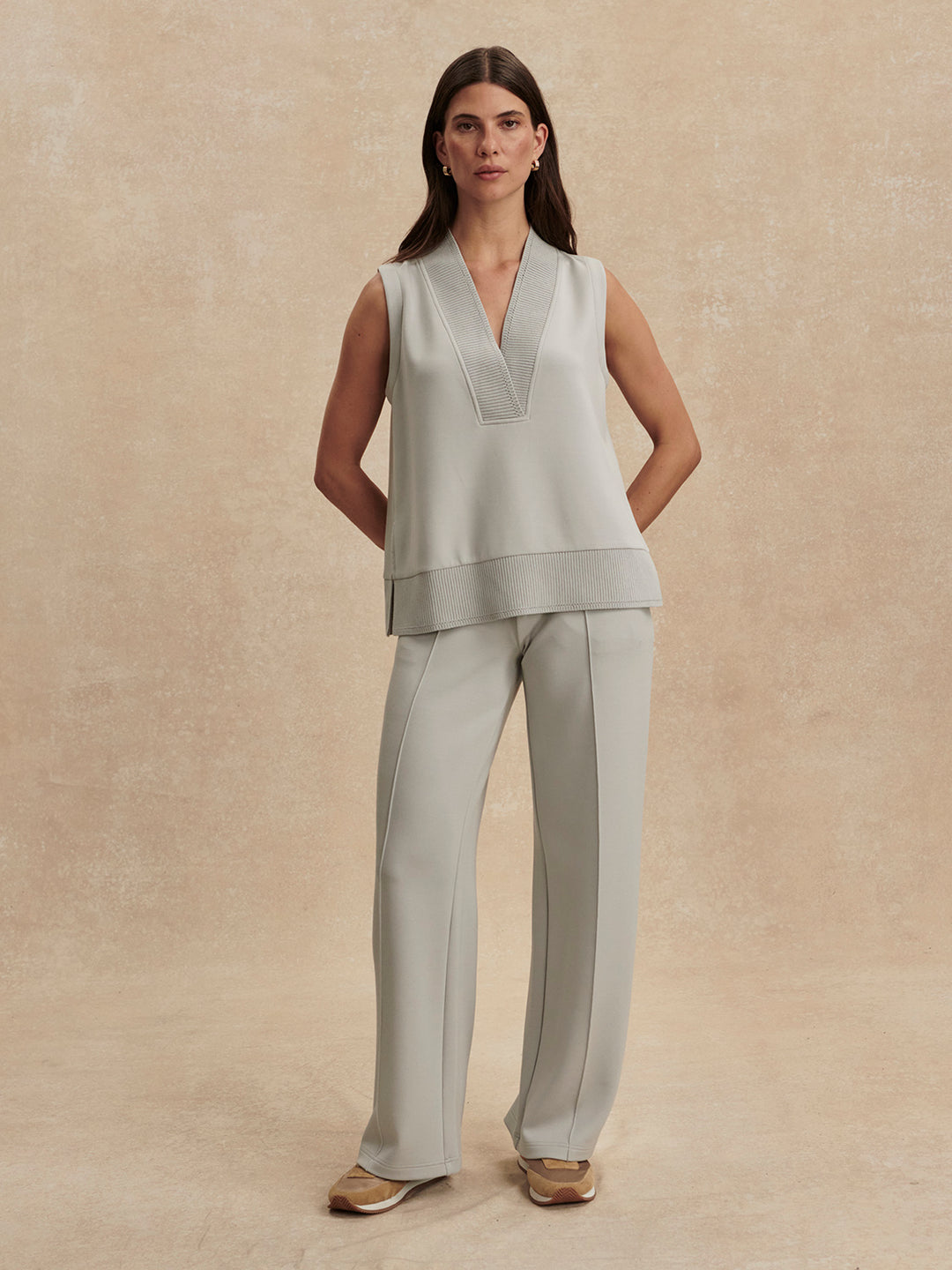 Freida V Neck Tank (Blue Clay)