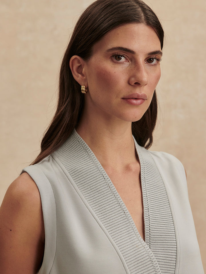 Freida V Neck Tank (Blue Clay)