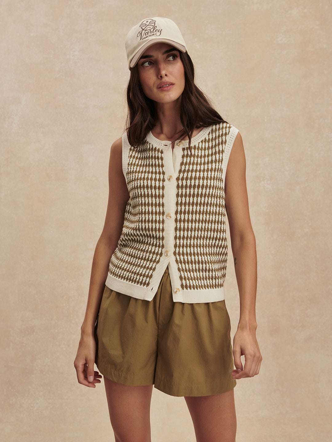 Aura Knit Top (Egret / Golden Olive)