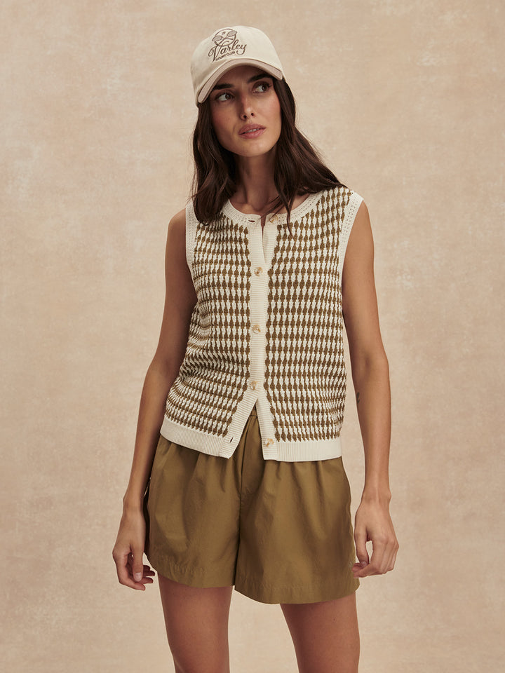 Aura Knit Top (Egret / Golden Olive)