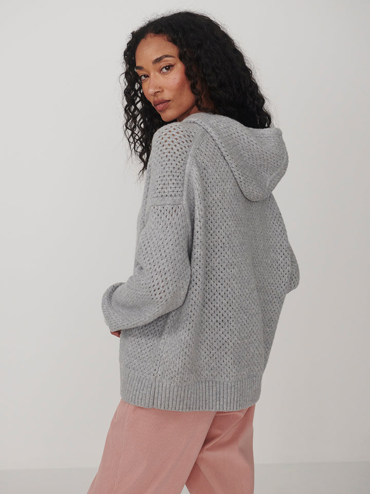 Melchie Relaxed Knit Hoodie (Grey Marl)