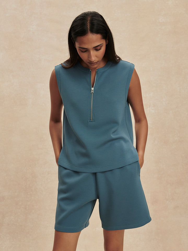 Simmons Half Zip Tank (Mallard Blue)