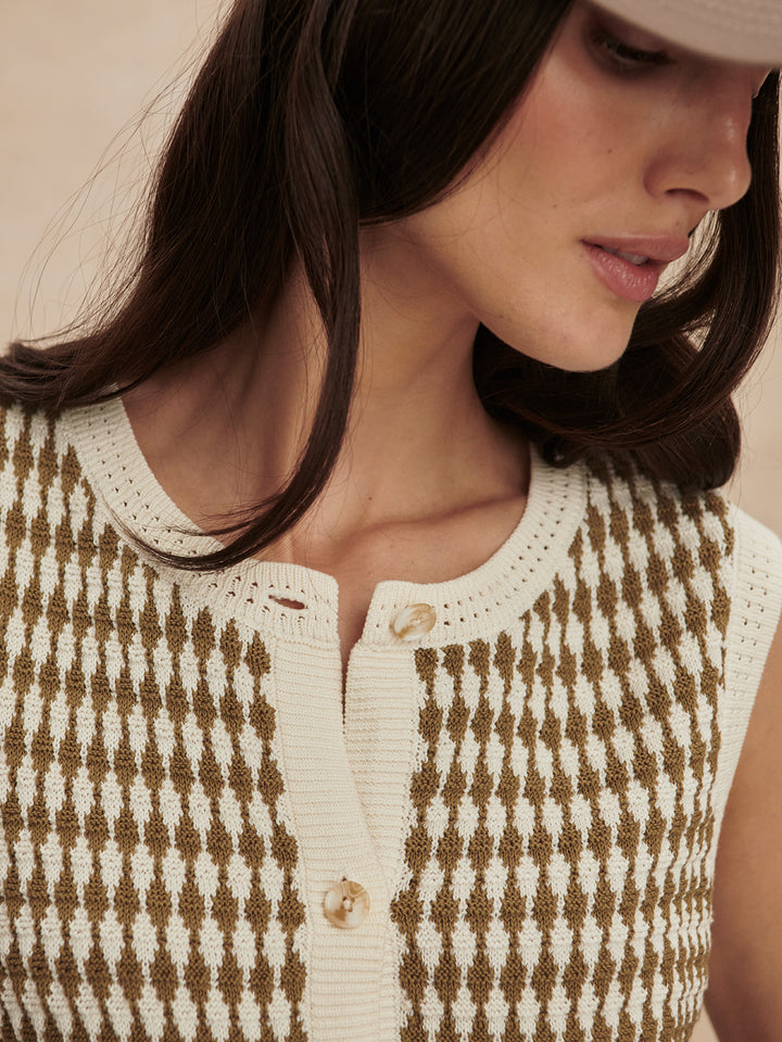 Aura Knit Top (Egret / Golden Olive)