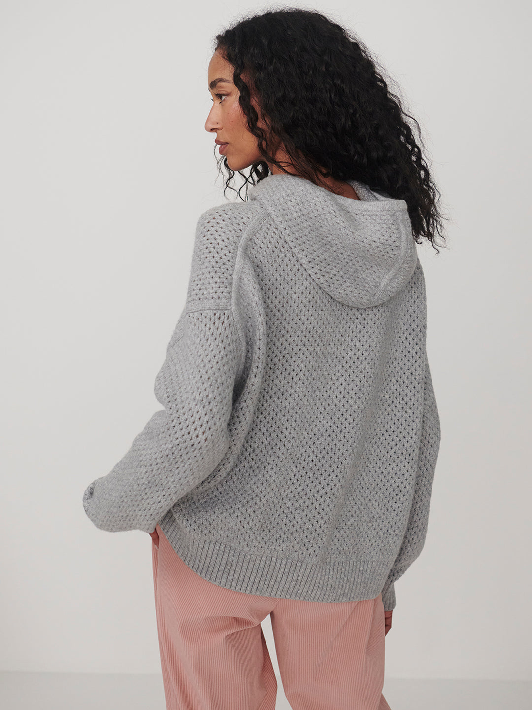 Melchie Relaxed Knit Hoodie (Grey Marl)