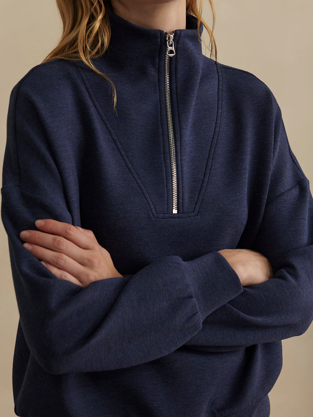 Hawley Half Zip Sweat (Navy Marl)