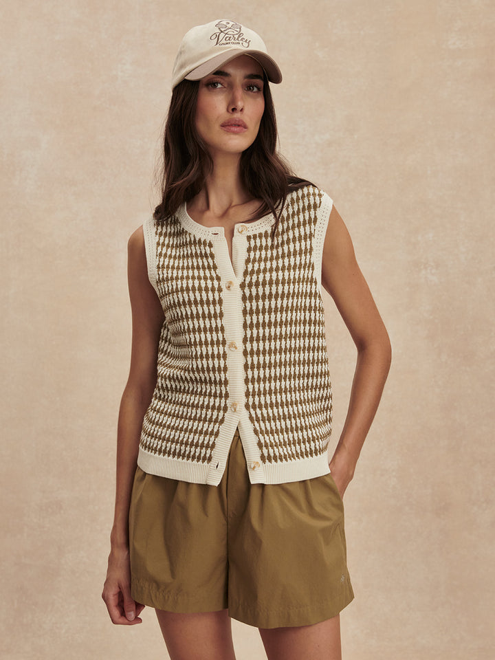Aura Knit Top (Egret / Golden Olive)