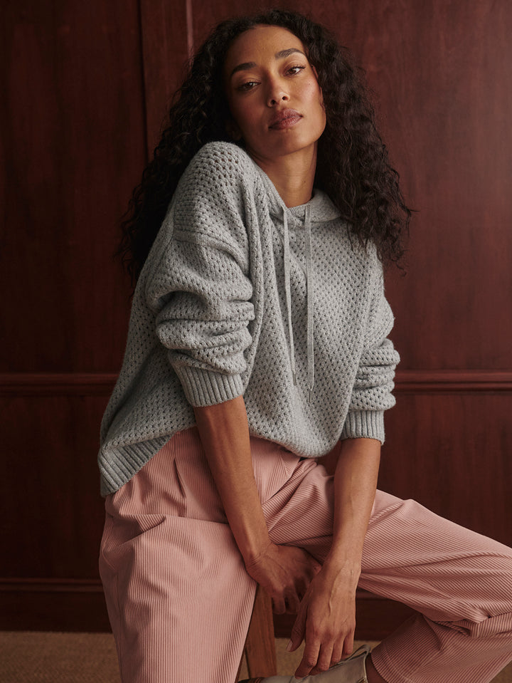 Melchie Relaxed Knit Hoodie (Grey Marl)