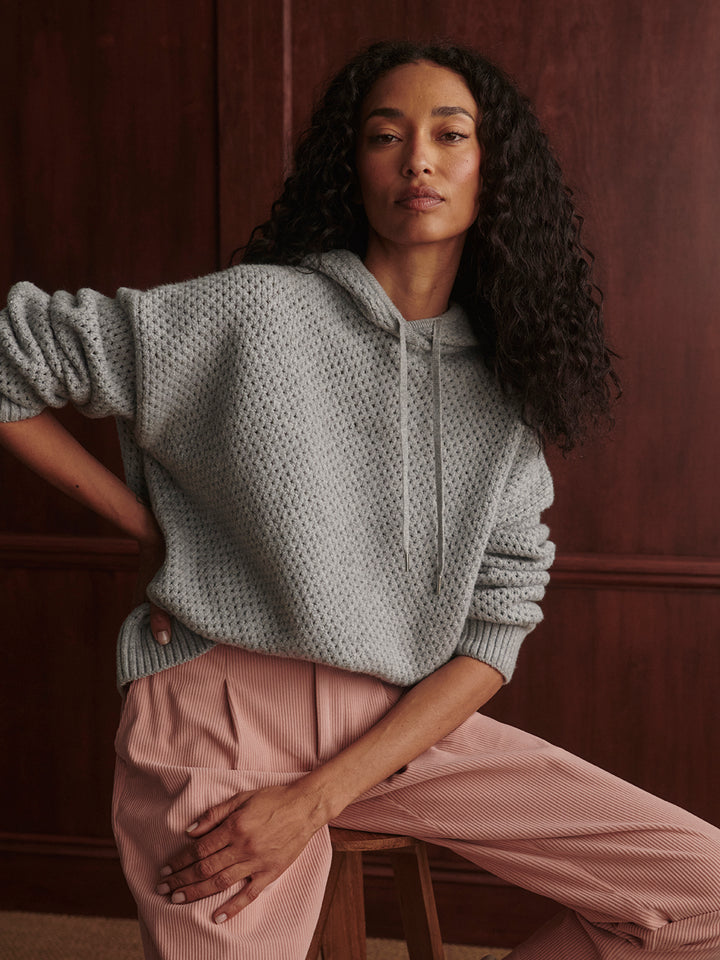 Melchie Relaxed Knit Hoodie (Grey Marl)