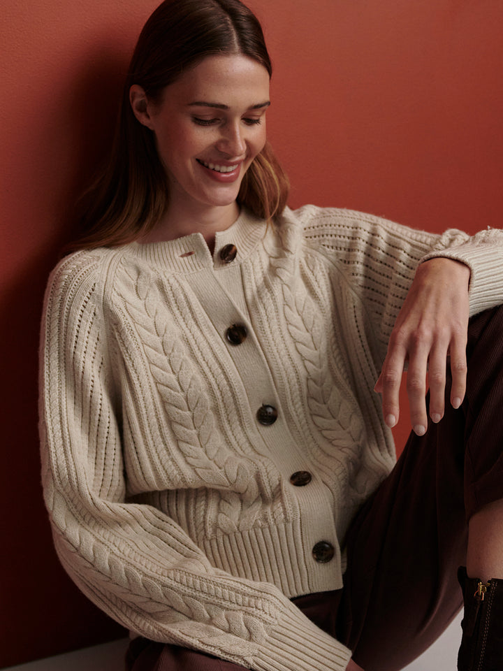 Oriane Knit Cardigan (Oat Milk)