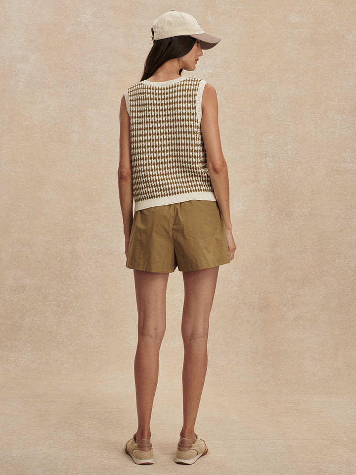 Aura Knit Top (Egret / Golden Olive)