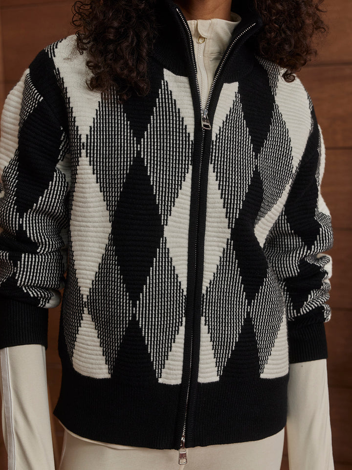 Karina Zip Through Knit Jacket (Black)
